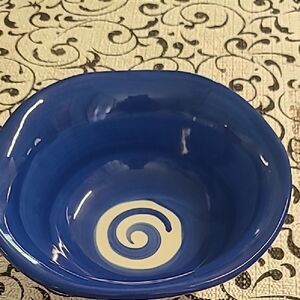 Gail Pittman Blue Ceramic Bowl with Spiral Design